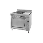 image of Montague Company V136-2E 36" Gas Heavy Duty Range w/ (4) Open Burners, (1) Even Heat Hot Top, Convection Oven, 180.000 BTU