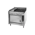 image of Montague Company V136-6 36" Gas Heavy Duty Range w/ (4) Open Burners, 12" Griddle, Convection Oven, 175.000 BTU