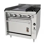 image of Montague Company V136-7PL 36" Gas Heavy Duty Range w/ (2) Open Burners, 24" Plancha Griddle, Convection Oven, 135.000 BTU