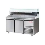 image of Marra Forni GPZ166A 65" Two Section Refrigerated Pizza Prep Table w/ 2 Doors, (7) 1/3 Size Pans