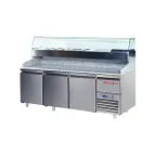 image of Marra Forni GPZ225A 87" Three Section Refrigerated Pizza Prep Table w/ 3 Doors, (10) 1/3 Size Pans