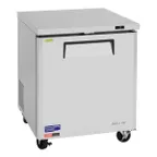 image of Turbo Air MUF-28-N 28" 1-Door Undercounter Freezer, Stainless Steel Exterior, 6.8 cu. ft., Rear-Mount, R290