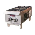 image of IKON IHP-2-12 12" Countertop Gas Hotplate with (2) Burners, Manual Controls, 50.000 BTU