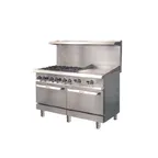 image of IKON IR-6B-24MG-60 60" Gas Restaurant Range w/ (6) Open Burners, 24" Griddle, (2) Static Ovens, 306.000 BTU