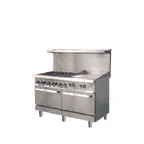 image of IKON IR-6B-24TG-60 60" Gas Restaurant Range w/ (6) Open Burners, 24" Griddle, (2) Standard Ovens, 306.000 BTU