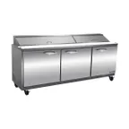 image of IKON ISP72 72" Three Section Sandwich / Salad Prep Table w/ 3 Doors, 18 Pans