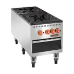 image of Sierra SRSP-18-2 18" Gas Stock Pot Range with (2) Three Ring Burners, Manual Controls, 180.000 BTU