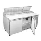 image of Maxx Cold MXSPP70 71" Refrigerated Pizza Prep Table w/ 2 Doors, (9) 1/3 or (18) 1/6 Size Pans