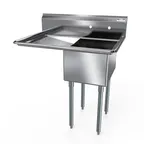image of NBR Equipment 1SG-181812L18 One Compartment Sink, 38-1/2"W X 23-1/2"D X 43-3/4"H