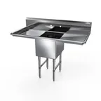 image of NBR Equipment 1SS-162014LR18 55" One Compartment Sink, 16"W x 20"L Bowl With 2 Drainboards