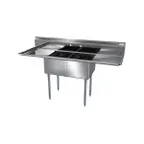 image of NBR Equipment 2SG-181812LR18 72" Two Compartment Sink, 18"W x 18"L Bowl With 2 Drainboards