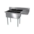image of NBR Equipment 2SG-242414R24 74" Two Compartment Sink, 24"W x 24"L Bowl With Right-Hand Drainboard