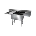 image of NBR Equipment 2SS-182414LR18 75" Two Compartment Sink, 18"W x 24"L Bowl With 2 Drainboards