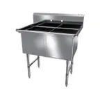 image of NBR Equipment 2SS-182414 41" Two Compartment Sink, 18"W x 24"L Bowl Without Drainboard