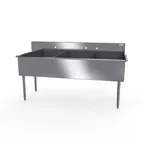 image of NBR Equipment 3BSG-1818 57" Three Compartment Sink, 18"W x 18"L Bowl Without Drainboard