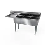 image of NBR Equipment 3SG-151514L15 62" Three Compartment Sink, 15"W x 15"L Bowl With Left-Hand Drainboard