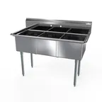 image of NBR Equipment 3SG-162012 53" Three Compartment Sink, 16"W x 20"L Bowl Without Drainboard