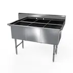 image of NBR Equipment 3SS-181814 59" Three Compartment Sink, 18"W x 18"L Bowl Without Drainboard