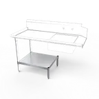 image of NBR Equipment DTU-S72 65" Dishtable Undershelf w/ 24-1/8"D, 18-Gauge Stainless Steel Shelf