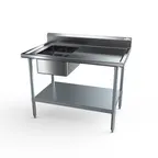 image of NBR Equipment PTG-1620L5 60" Economy Work Table with Prep Sink, Bowl On Left - 18 Gauge