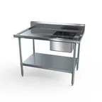 image of NBR Equipment PTG-1620R6 72" Economy Work Table with Prep Sink, Bowl On Right - 18 Gauge