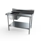 image of NBR Equipment PTS-1620L6 72" Premium Work Table with Prep Sink, Bowl On Left - 18 Gauge