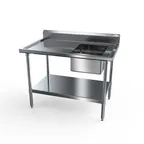 image of NBR Equipment PTS-1620R6 72" Premium Work Table with Prep Sink, Bowl On Right - 18 Gauge