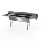 image of NBR Equipment SDT3-202012L20 Premium Dishtable w/ (2) 20" Drainboards, 3 Bowls, Soiled