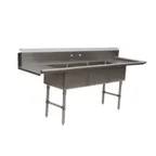image of NBR Equipment SDT3-202012R20 Premium Dishtable w/ (2) 20" Drainboards, 3 Bowls, Soiled