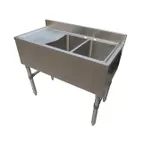 image of NBR Equipment UD-2-101410-48L Premium Underbar Sink Unit, 2 Compartment with Left Drainboard