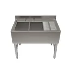 image of NBR Equipment UD-2-101410-48R Premium Underbar Sink Unit, 2 Compartment with Right Drainboard