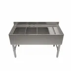 image of NBR Equipment UD-3-101410-48R Premium Underbar Sink Unit, 3 Compartment with Right Drainboard