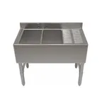 image of NBR Equipment UW-2-101410-48R Premium Slim-Line Underbar Sink Unit, 2 Compartment w/Right D.board