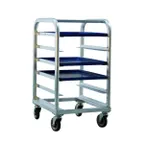 image of New Age 1161 6 Shelf End-Load Mobile Heavy Duty Aluminum Platter Rack with 5" Bottom Load Slides