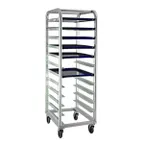 image of New Age 1164 12 Shelf End Load Mobile Heavy Duty Aluminum Platter Rack with 5" Bottom Load Slides