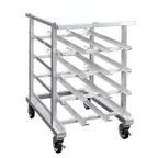 image of New Age 1227 Aluminum Mobile Can Storage Rack w/ 72 #10 Cans Capacity and Poly Top