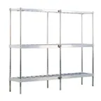 image of New Age 1289 93" Aluminum Keg Rack with (10) 1/2 or (34) 1/6 Keg Capacity and 3 Shelves