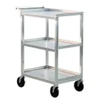 image of New Age 1440 Aluminum 3 Solid Shelves Utility Bus Cart w/ 350 lbs. Capacity