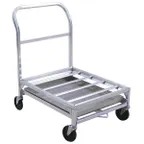 image of New Age 1631 Aluminum Utility Dolly, 24x36, 500 lbs, NSF, Continuous Push Handle, 16in Deck Height