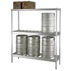 image of New Age 31842TT7 42" Aluminum Keg Rack with (4) 1/2 or (12) 1/6 Keg Capacity and 3 Shelves