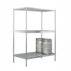 image of New Age 51169 42" Aluminum Keg Rack with (8) 1/2 or (24) 1/6 Keg Capacity and 3 Shelves