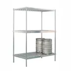 image of New Age 51170 54" Aluminum Keg Rack with (12) 1/2 or (30) 1/6 Keg Capacity and 3 Shelves