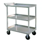 image of New Age 97769 Aluminum 3-Shelf Correctional Utility Cart w/ 550 lbs. Capacity