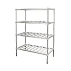 image of New Age P2448 48"W x 24"D x 76"H 4-Tier Stationary Aluminum Pot & Pan Rack, 900 lbs, Louvered Shelves, NSF, KD