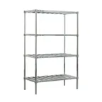 image of New Age P2460 60" x 24" x 76" Stationary 4-Tier Aluminum Pot & Pan Rack 900 lbs Louvered Shelves