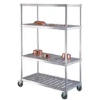 image of New Age PM2460 60" x 24" x 74" Mobile 4-Tier Aluminum Pot & Pan Rack, 1200 lb, Louvered Shelves, NSF
