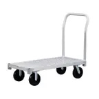 image of New Age PT3060P6 2600 lb Aluminum Platform Truck, 30"W x 60"L, Tread Plate Deck, Polyurethane Casters