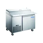 image of Norpole NP1R-PT 50" 1-Section Refrigerated Pizza Prep Table w/ 1 Door, (6) 1/3 Pans
