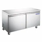 image of Norpole NP2F-60UC 60" 2-Door Undercounter Freezer, Stainless Steel, 15.5 cu. ft.