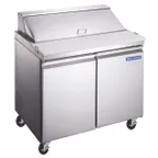 image of Norpole NP2R-SW36 36" 2-Door Sandwich and Salad Prep Table, 10 Pans, Stainless Steel